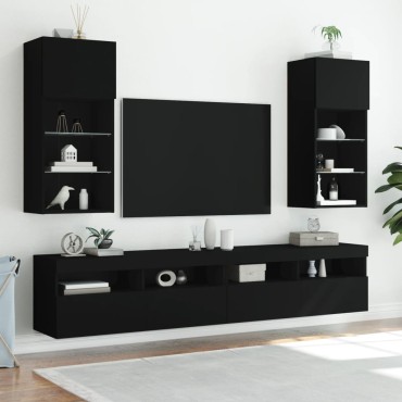 vidaXL Έπιπλο Τηλεόρασης με LED Μαύρο 40,5x30x90cm