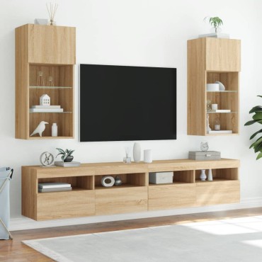 vidaXL Έπιπλο Τηλεόρασης με LED Sonoma Δρυς 40,5x30x90cm
