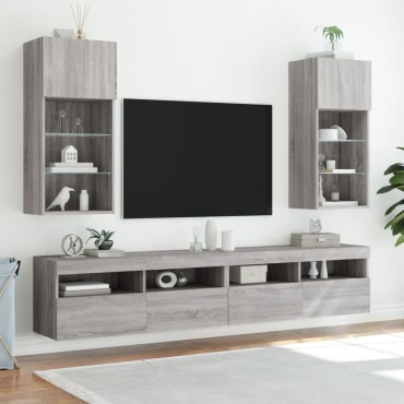 vidaXL Έπιπλο Τηλεόρασης με LED Γκρι Sonoma 40,5x30x90cm