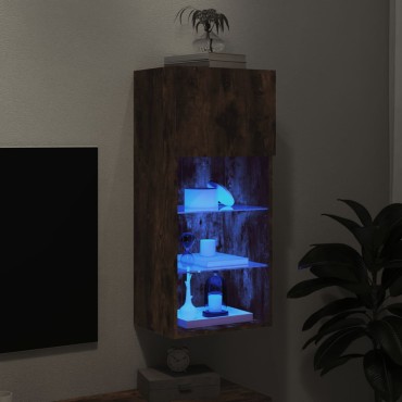 vidaXL Έπιπλο Τηλεόρασης με LED Καπνιστή Δρυς 40,5x30x90cm