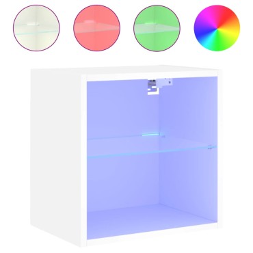 vidaXL Κομοδίνο Επιτοίχιο με Φώτα LED Λευκό 40x28,,5x40cm