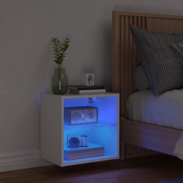 vidaXL Κομοδίνο Επιτοίχιο με Φώτα LED Λευκό 40x28,,5x40cm