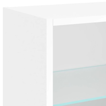 vidaXL Κομοδίνο Επιτοίχιο με Φώτα LED Λευκό 40x28,,5x40cm
