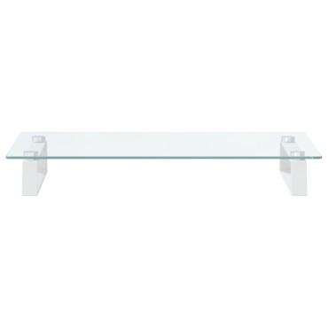 vidaXL Βάση Οθόνης Λευκή 60 x 35 x 8 εκ. από Ψημένο Γυαλί και Μέταλλο