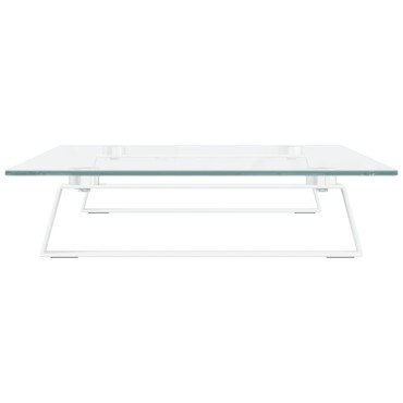 vidaXL Βάση Οθόνης Λευκή 60 x 35 x 8 εκ. από Ψημένο Γυαλί και Μέταλλο