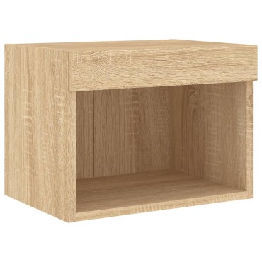 vidaXL Κομοδίνο Επιτοίχιο με Φώτα LED Sonoma Δρυς 40x30x30cm
