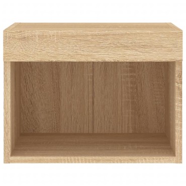 vidaXL Κομοδίνο Επιτοίχιο με Φώτα LED Sonoma Δρυς 40x30x30cm