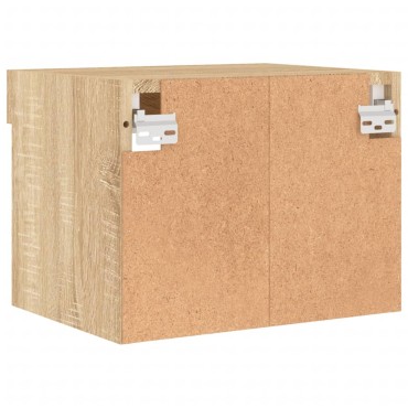 vidaXL Κομοδίνο Επιτοίχιο με Φώτα LED Sonoma Δρυς 40x30x30cm