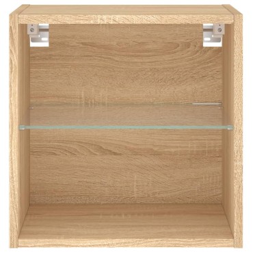 vidaXL Κομοδίνο Επιτοίχιο με Φώτα LED Sonoma Δρυς 40x28,,5x40cm