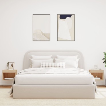 vidaXL Κομοδίνα Επιτοίχια με Φώτα LED 2 τεμ. Sonoma Δρυς 40x30x30cm