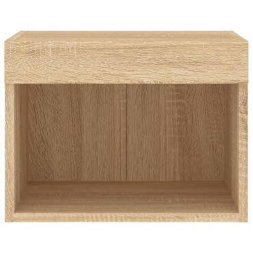 vidaXL Κομοδίνα Επιτοίχια με Φώτα LED 2 τεμ. Sonoma Δρυς 40x30x30cm