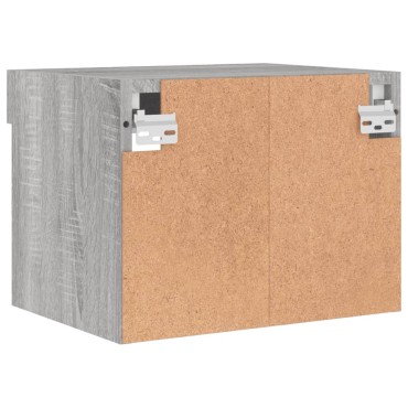 vidaXL Κομοδίνα Επιτοίχια με Φώτα LED 2 τεμ. Γκρι Sonoma 40x30x30cm