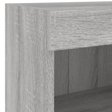 vidaXL Κομοδίνα Επιτοίχια με Φώτα LED 2 τεμ. Γκρι Sonoma 40x30x30cm