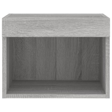 vidaXL Κομοδίνα Επιτοίχια με Φώτα LED 2 τεμ. Γκρι Sonoma 40x30x30cm