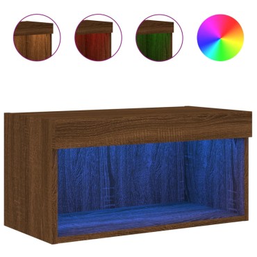 vidaXL Έπιπλο Τηλεόρασης με LED Καφέ Δρυς 60x30x30cm