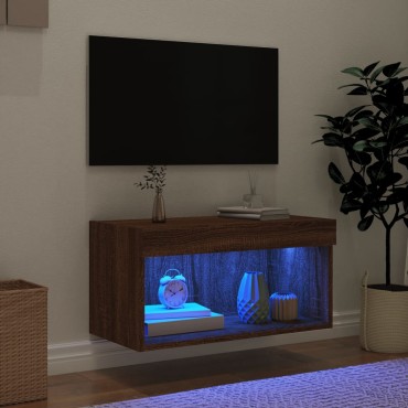 vidaXL Έπιπλο Τηλεόρασης με LED Καφέ Δρυς 60x30x30cm
