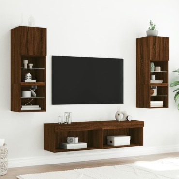 vidaXL Έπιπλο Τηλεόρασης με LED Καφέ Δρυς 60x30x30cm