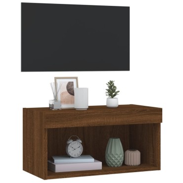vidaXL Έπιπλο Τηλεόρασης με LED Καφέ Δρυς 60x30x30cm