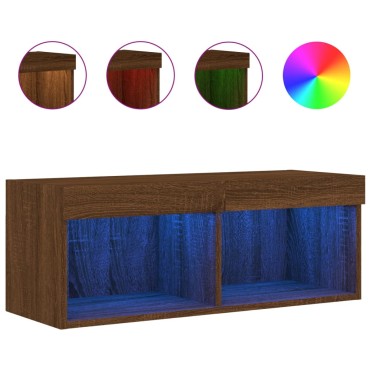 vidaXL Έπιπλο Τηλεόρασης με LED Καφέ Δρυς 80x30x30cm