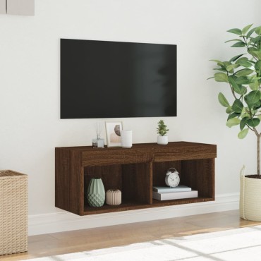 vidaXL Έπιπλο Τηλεόρασης με LED Καφέ Δρυς 80x30x30cm