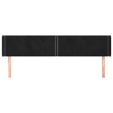 vidaXL Κεφαλάρι με Πτερύγια Μαύρο 163x16x78/88cm Βελούδινο 1 τεμ.