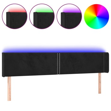 vidaXL Κεφαλάρι Κρεβατιού LED Μαύρο 163x16x78/88cm Βελούδινο 1 τεμ.