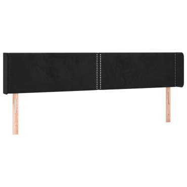 vidaXL Κεφαλάρι Κρεβατιού LED Μαύρο 163x16x78/88cm Βελούδινο 1 τεμ.