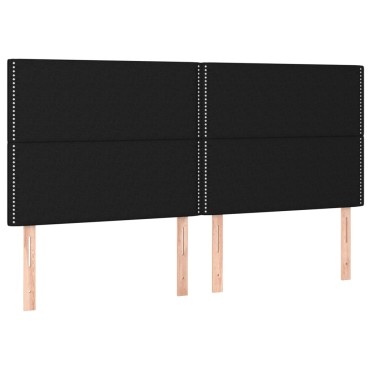 vidaXL Κρεβάτι Boxspring με Στρώμα & LED Μαύρο 160x200 εκ. Υφασμάτινο