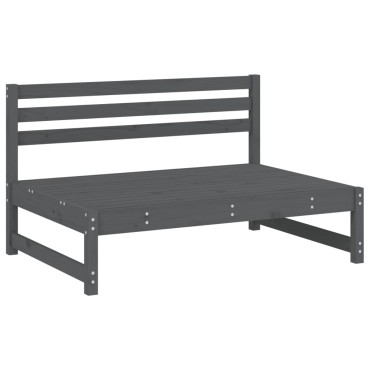 vidaXL Καναπές Κήπου Μεσαίος Γκρι 120x80cm από Μασίφ Ξύλο Πεύκου 1 τεμ. Γωνιακός