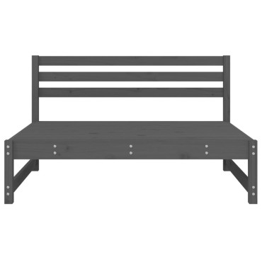 vidaXL Καναπές Κήπου Μεσαίος Γκρι 120x80cm από Μασίφ Ξύλο Πεύκου 1 τεμ. Γωνιακός