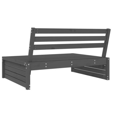 vidaXL Καναπές Κήπου Μεσαίος Γκρι 120x80cm από Μασίφ Ξύλο Πεύκου 1 τεμ. Γωνιακός