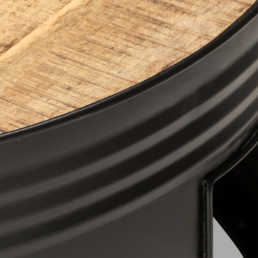 vidaXL Τραπέζι Σαλονιού Μαύρο 68x68x36cm Μασίφ Ακατέργ. Ξύλο Μάνγκο 1 τεμ.