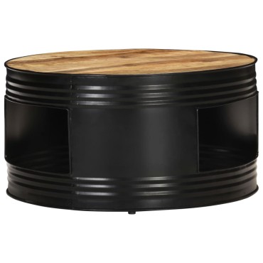 vidaXL Τραπέζι Σαλονιού Μαύρο 68x68x36cm Μασίφ Ακατέργ. Ξύλο Μάνγκο 1 τεμ.