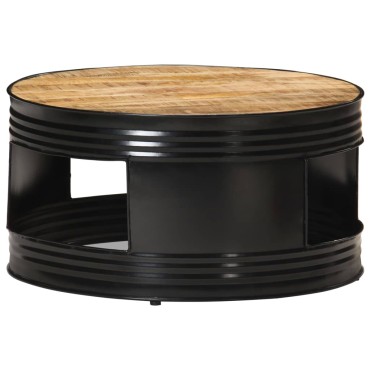 vidaXL Τραπέζι Σαλονιού Μαύρο 68x68x36cm Μασίφ Ακατέργ. Ξύλο Μάνγκο 1 τεμ.