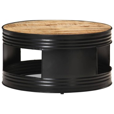 vidaXL Τραπέζι Σαλονιού Μαύρο 68x68x36cm Μασίφ Ακατέργ. Ξύλο Μάνγκο 1 τεμ.