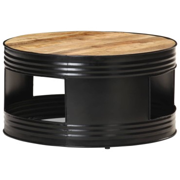vidaXL Τραπέζι Σαλονιού Μαύρο 68x68x36cm Μασίφ Ακατέργ. Ξύλο Μάνγκο 1 τεμ.
