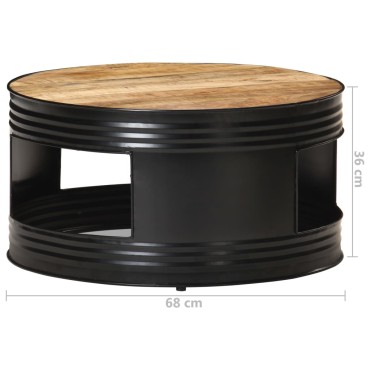 vidaXL Τραπέζι Σαλονιού Μαύρο 68x68x36cm Μασίφ Ακατέργ. Ξύλο Μάνγκο 1 τεμ.
