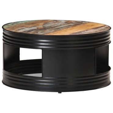 vidaXL Τραπέζι Σαλονιού Μαύρο 68x68x36cm Μασίφ Ανακυκλωμένο Ξύλο 1 τεμ.