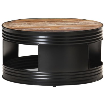 vidaXL Τραπέζι Σαλονιού Μαύρο 68x68x36cm Μασίφ Ανακυκλωμένο Ξύλο 1 τεμ.