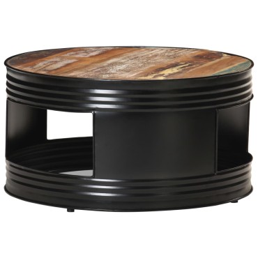 vidaXL Τραπέζι Σαλονιού Μαύρο 68x68x36cm Μασίφ Ανακυκλωμένο Ξύλο 1 τεμ.