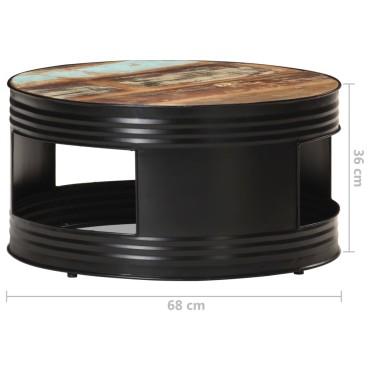 vidaXL Τραπέζι Σαλονιού Μαύρο 68x68x36cm Μασίφ Ανακυκλωμένο Ξύλο 1 τεμ.