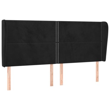 vidaXL Κεφαλάρι με Πτερύγια Μαύρο 163x23x118/128cm Βελούδινο 1 τεμ.
