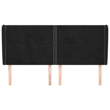vidaXL Κεφαλάρι με Πτερύγια Μαύρο 163x23x118/128cm Βελούδινο 1 τεμ.
