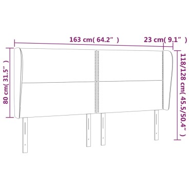 vidaXL Κεφαλάρι με Πτερύγια Μαύρο 163x23x118/128cm Βελούδινο 1 τεμ.