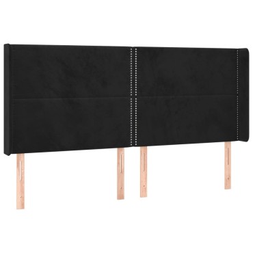 vidaXL Κεφαλάρι με Πτερύγια Μαύρο 163x16x118/128cm Βελούδινο 1 τεμ.