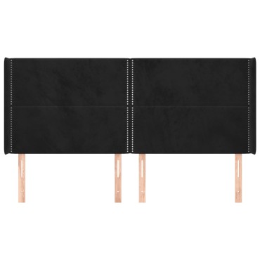 vidaXL Κεφαλάρι με Πτερύγια Μαύρο 163x16x118/128cm Βελούδινο 1 τεμ.
