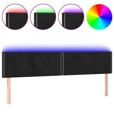 vidaXL Κεφαλάρι Κρεβατιού LED Μαύρο 160x5x78/88cm Βελούδινο 1 τεμ.