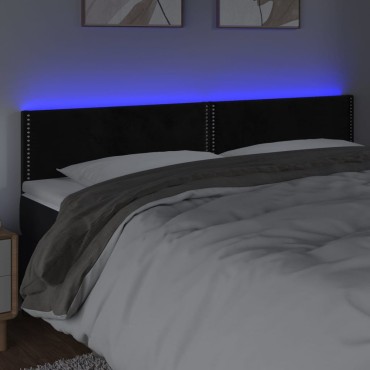 vidaXL Κεφαλάρι Κρεβατιού LED Μαύρο 160x5x78/88cm Βελούδινο 1 τεμ.