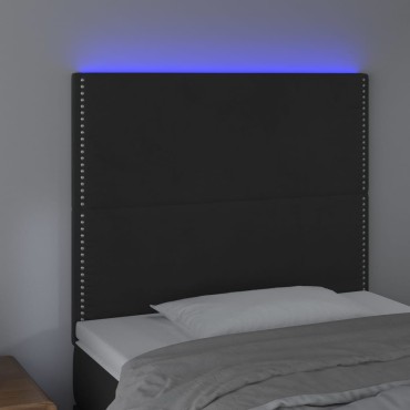 vidaXL Κεφαλάρι Κρεβατιού LED Μαύρο 80x5x118/128cm Βελούδινο 1 τεμ.