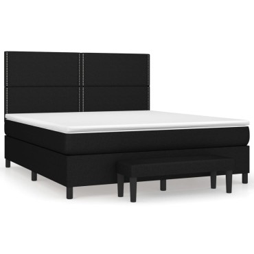 vidaXL Κρεβάτι Boxspring με Στρώμα Μαύρο 160x200 εκ. Υφασμάτινο